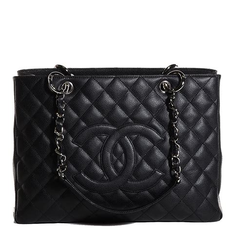 chanel black caviar quilted leather tote|CHANEL Caviar Quilted Grand Shopping Tote GST Black.